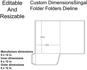 Folder Dieline Template With Custom Dimensions And Text vector illustration