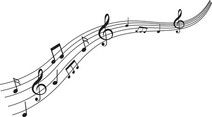 Music notes wave, Curve musical signs, sound wave line symbol, acoustic composition, Musical note, music sound, musical waves color
