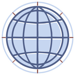 Stylized Illustration of a Globe with Pale Blue Waters and Dark Blue Lines Forming the Continents