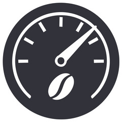 Coffee bean speedometer icon representing energy boost and caffeine strength measurement
