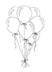 Hand Drawn Balloon Bunch Vector Illustration for Celebration and Festive Design Elements