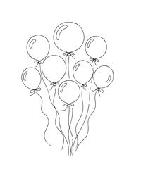 Bundle of Hand-Drawn Balloon Sketch Vector Illustration for Festive and Holiday Designs