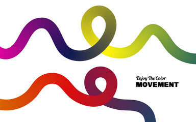 Abstract colorful ribbon loops on a black background in a dynamic, curved flow. Vibrant gradient lines are ideal for modern design, digital art, or branding.