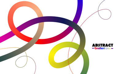 Abstract colorful ribbon loops on a black background in a dynamic, curved flow. Vibrant gradient lines are ideal for modern design, digital art, or branding.