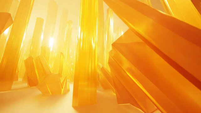 Golden crystal elements forming abstract glowing light background