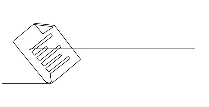 Animated self drawing of  Clipboard with checklist icon continuous one line drawing of outline vector illustration, One continuous line vector drawing of a folder. Outline documents background icon. 