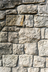Old stone wall, a beautiful background for the designer, copy empty space, vertical photo
