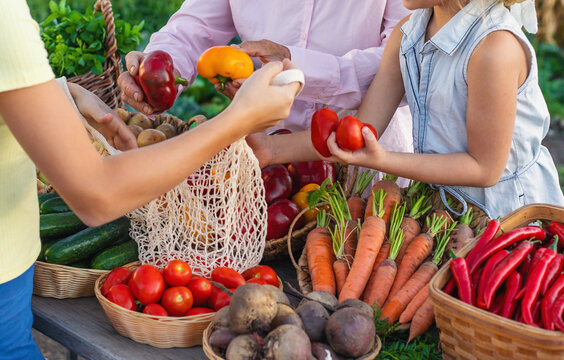 farmers market with vegetables. Selective focus.