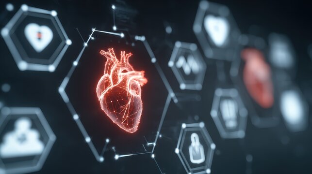 ai generated a medical digital health interface with hologram icons heart data patient symbols and network connections highlighting modern smart healthcare and data driven medical workflow - Powered by Adobe