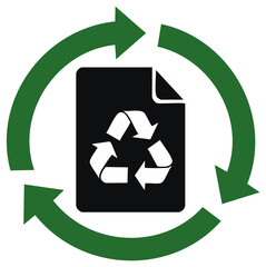 Obraz premium Recycle symbol with arrows surrounding a document icon, illustrating the concept of sustainability
