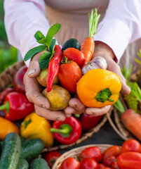 farmers market with vegetables. Selective focus.