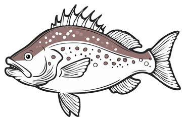 Fototapeta premium Vivid vector illustration of a predatory fish with prominent spiny dorsal fin and spotted body design