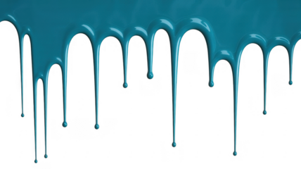 Teal paint drips on black isolated on a transparent background liquid 1