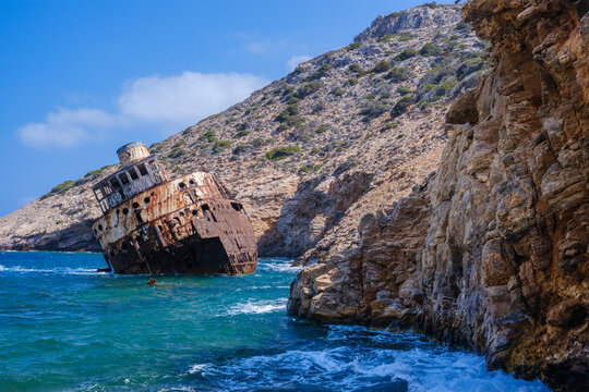 Shipwreck of Olympia on the coast of Amorgos
