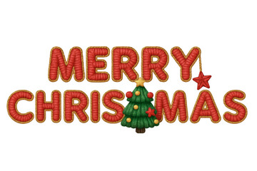 Knitted Merry Christmas Text with Christmas Tree Decoration
