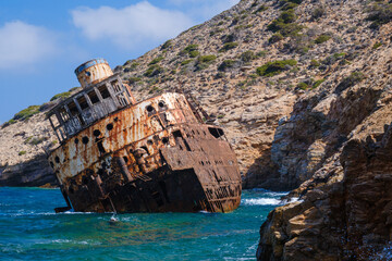 Shipwreck of Olympia on the coast of Amorgos