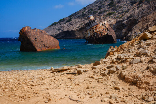 Shipwreck of Olympia on the coast of Amorgos