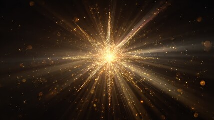 Naklejka na ściany i meble glimmering golden star spreading luminous rays symbolizing festive holiday spirit against transparent backdrop
