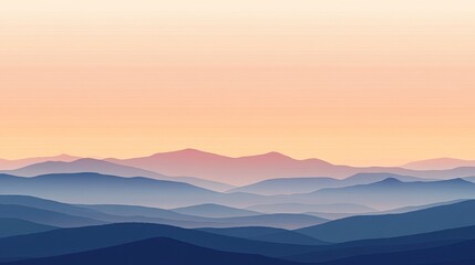Fototapeta premium The clean-cut silhouette of layered alpine ridges meeting a horizon awash in soft