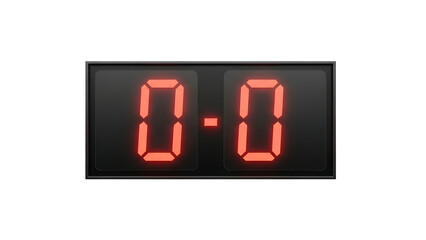 Digital scoreboard display with a score of zero-zero, the starting point of any game or competition