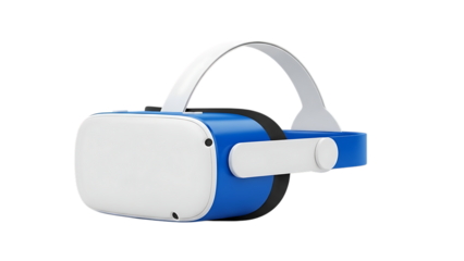 Blue and white vr headset isolated on transparent background