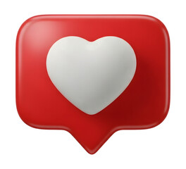 Red Speech Bubble with White Heart PNG