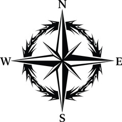 Vintage Compass Rose Direction Navigation Symbol