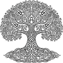 Celtic tree of life intricate knotwork spiritual symbol vector artwork