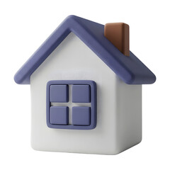 Stylized White House with Blue Roof PNG