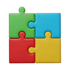 Four Colorful Interlocking Puzzle Pieces PNG