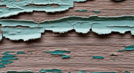 Weathered wood with peeling green paint
