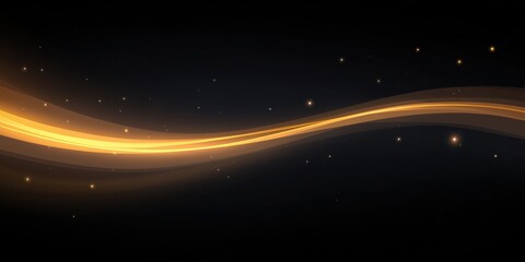 Abstract golden wave illustration with glowing light effects and starry background, creating a sense of movement and elegance for design projects and digital art