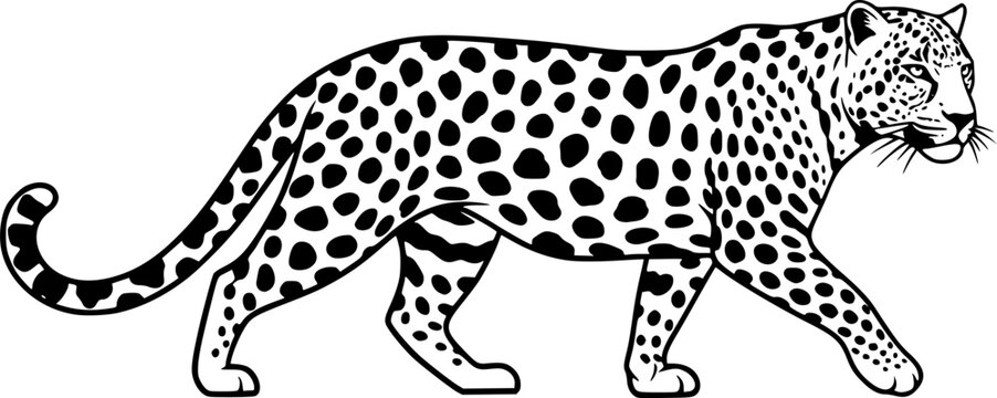 Leopard - Black and White Isolated Icon - Vector illustration