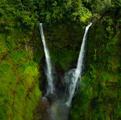 Zipline flights. Tad Fane waterfall in rainforest at Pakse and Champasak city Laos. Tour tourism and travel in Asia.