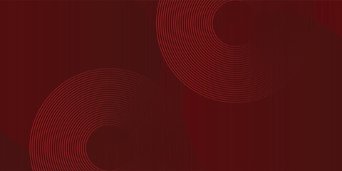 Abstract red background with glowing curve lines. Modern shiny red gradient geometric circle lines pattern. Futuristic concept.