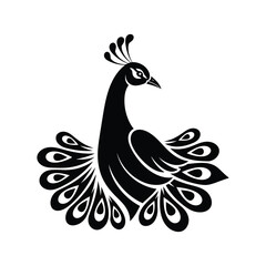 Fototapeta premium Peacock Bird Silhouette Decorative Elegant Vector Art