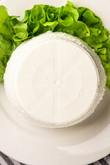 Cream cheese ricotta or mascarpone healthy food ingredient appetizer fresh delicious gourmet food table setting rustic food top view copy space