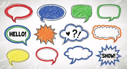 Colorful speech bubbles collection for communication and creative concepts