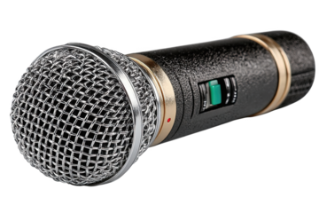 A High-Quality Handheld Microphone with a Stylish Design and Professional Features Perfect for Musicians and Public Speakers, png, isolated on transparent background