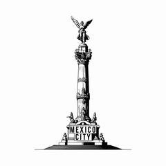 Mexico City Angel of Independence monument drawing