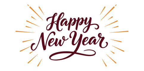 Happy New Year Wishes A celebratory display of festive calligraphy announcing Happy New Year, radiating warmth and joy.