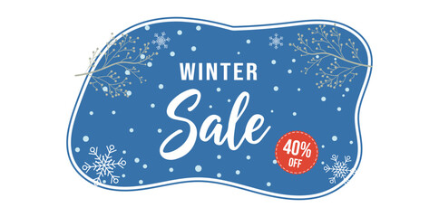 Winter Sale Promotion A captivating illustration showcases a Winter Sale banner, adorned with snowflakes, and a seasonal discount offering.