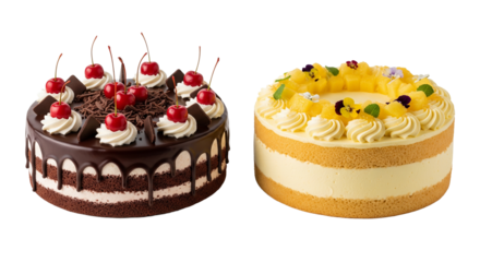 black forest cake and pineapple cake PNG 