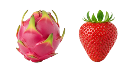 dragon fruit and strawberry isolated PNG 