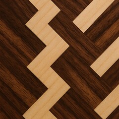 Elegant herringbone parquet wood floor background. Intricate geometric pattern with contrasting light maple and dark walnut, showcasing texture and craftsmanship for interior design.