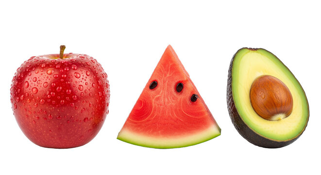 apple watermelon slice avocado slices transparent background PNG 