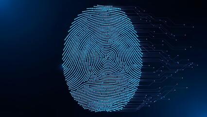 Digital Fingerprint Security: An abstract, detailed representation of a digital fingerprint.