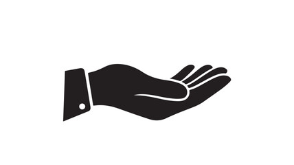 Open Hand Silhouette Icon Isolated on White Background