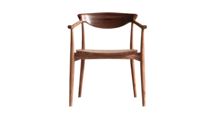 Wooden chair displaying a sleek, modern design with a backrest and slender legs, perfect for contemporary interior concepts, featuring a transparent background for versatile use