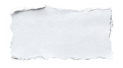 Torn white paper creating a blank text box with ragged edges on a transparent background, perfect for adding custom messages or notes